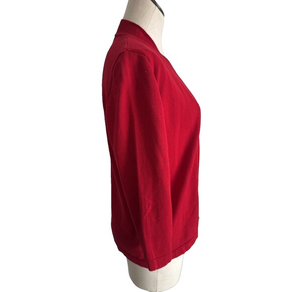 Alfred Dunner Red & Black Floral Rhinestones 2 pc connected top & cardigan M - Picture 7 of 12